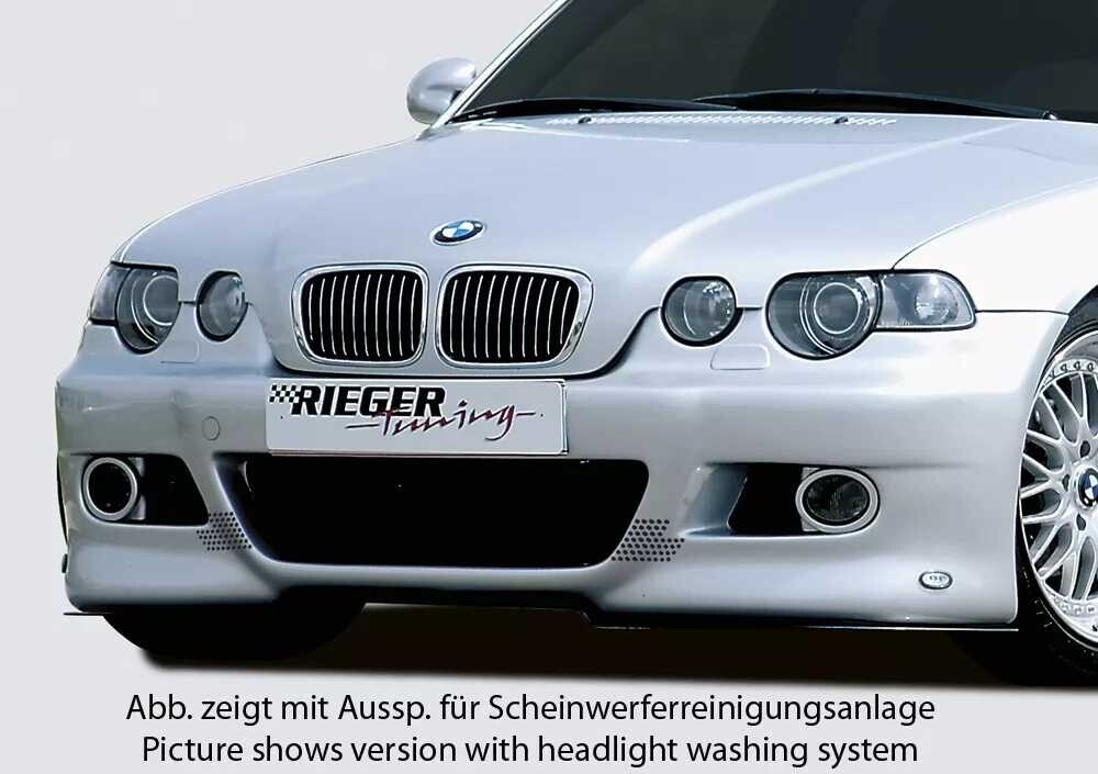 Rieger Tuning Rieger přední nárazník pro BMW řada 3 E46 compact po faceliftu, plast ABS bez povrchové úpravy, pro vozy bez ostřikovačů světlometů