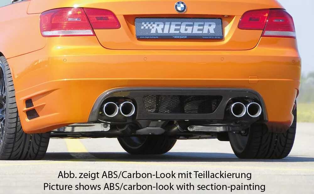 Rieger Tuning Rieger spoiler pod zadní nárazník pro BMW řada 3 E92, E93 kabriolet, kupé před faceliftem r.v. 03/07-02/10, 09/06-02/10, plast ABS s povrchovou úpravou Carbon-Look, pouze pro 335i, pro dvojité koncovky na obou stranách