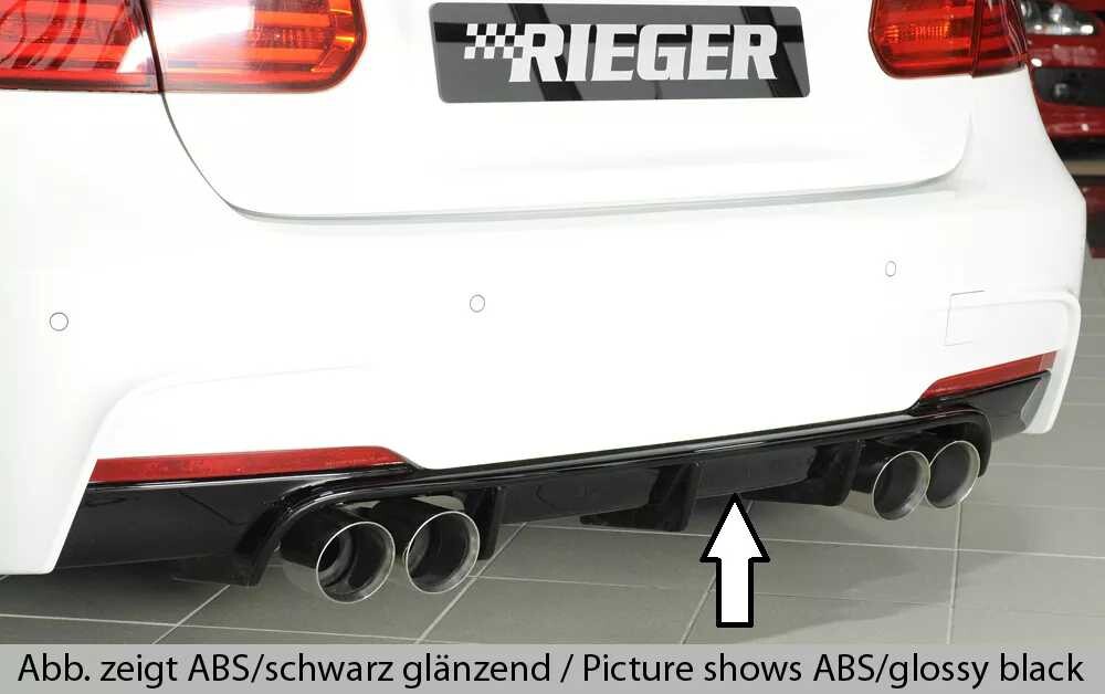 Rieger Tuning Rieger vložka zadního nárazníku pro BMW řada 3 F30, F31 sedan, touring vč. faceliftu, plast ABS bez povrchové úpravy, pro dvojité koncovky na obou stranách 4x90 mm (335i/340i look)