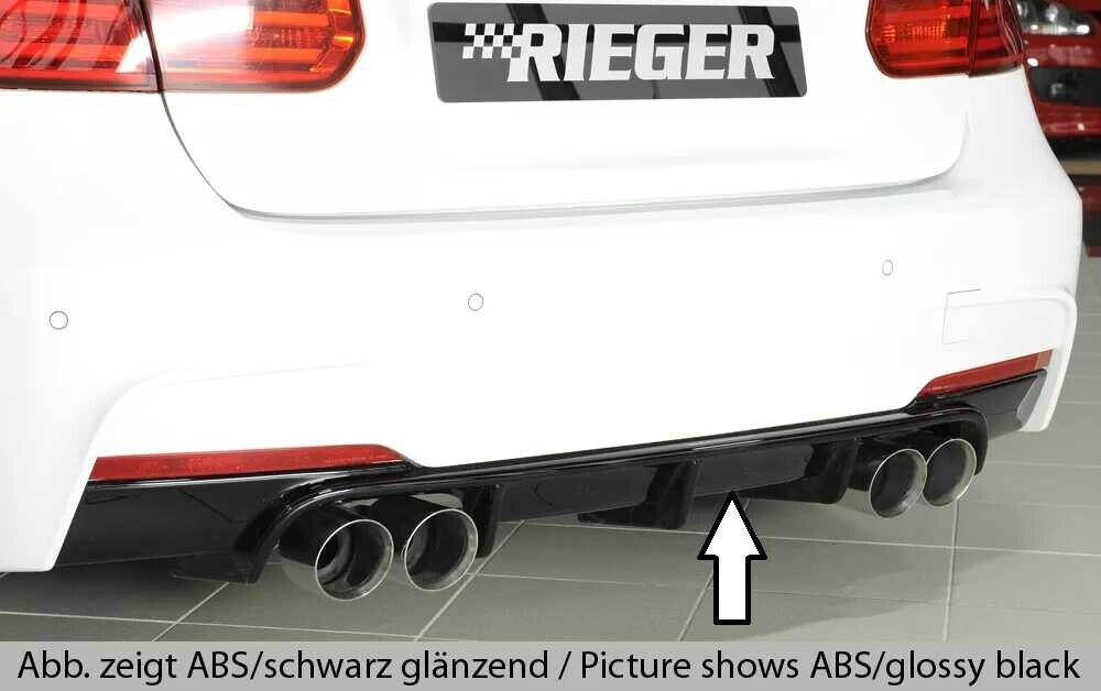 Rieger Tuning Rieger vložka zadního nárazníku pro BMW řada 3 F30, F31 sedan, touring vč. faceliftu, plast ABS s povrchovou úpravou Carbon-Look, pro dvojité koncovky na obou stranách 4x90 mm (335i/340i look)