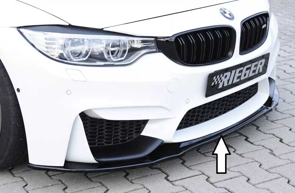 Rieger Tuning Rieger lipa pod přední nárazník pro BMW řada 4 F82 M4, F83 M4 kabriolet, kupé, 01/14-, 07/14-, plast ABS lakovaný do černé lesklé barvy