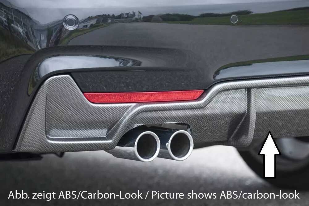 Rieger Tuning Rieger vložka zadního nárazníku pro BMW řada 4 F32, F33, F36 coupe (3-dvéř.), gran coupe (5-dvéř.), kabriolet vč. faceliftu, plast ABS bez povrchové úpravy, pro orig. dvojitou koncovku vlevo