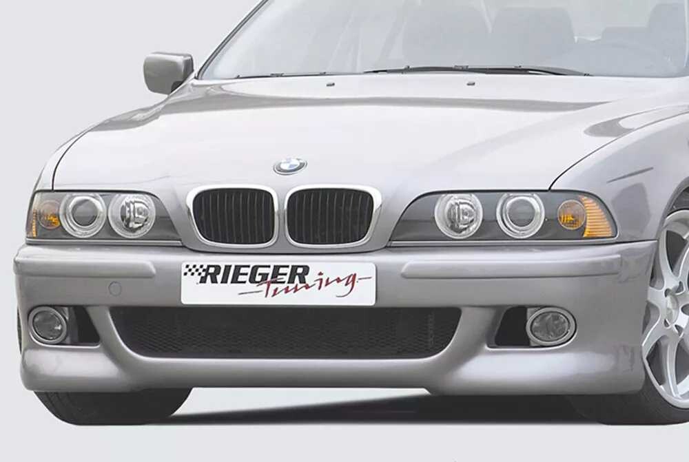Rieger Tuning Rieger přední nárazník pro BMW řada 5 E39 sedan, touring, plast ABS bez povrchové úpravy, s držáky originálních mlhových světlometů, pro vozy bez parkovacího asistenta (PDC), bez ostřikovačů světlometů
