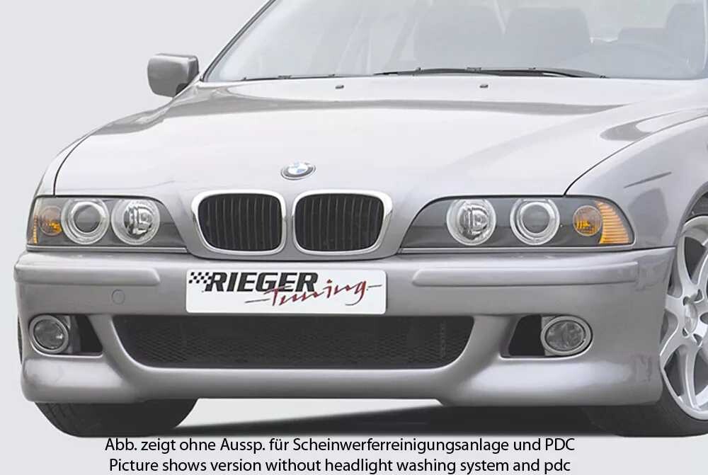 Rieger Tuning Rieger přední nárazník pro BMW řada 5 E39 sedan, touring, plast ABS bez povrchové úpravy, s držáky originálních mlhových světlometů, pro vozy s ostřikovači předních světlometů a parkovacím asistentem (PDC)