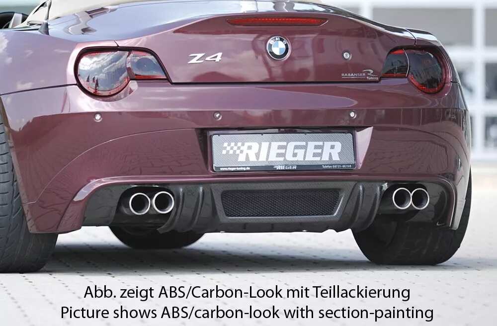 Rieger Tuning Rieger spoiler pod zadní nárazník pro BMW Z4 E85 roadster před faceliftem r.v. 02/03-12/05, plast ABS bez povrchové úpravy, pro vozy s dvojitou koncovkou na obou stranách 4x90 mm
