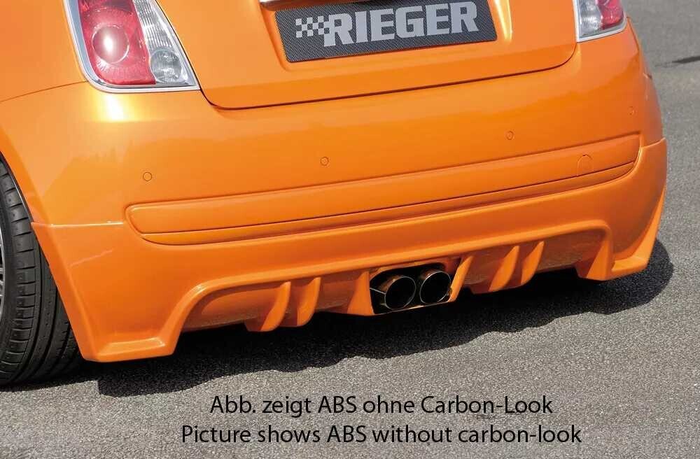 Rieger Tuning Rieger spoiler pod zadní nárazník pro Fiat 500 312 2-dvéř. r.v. 10/07-, plast ABS s povrchovou úpravou Carbon-Look, pro dvojitou koncovku uprostřed