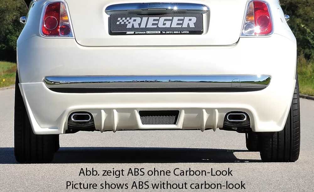 Rieger Tuning Rieger spoiler pod zadní nárazník pro Fiat 500 312 2-dvéř. r.v. 10/07-, plast ABS s povrchovou úpravou Carbon-Look, pro sport. koncovky na obou stranách