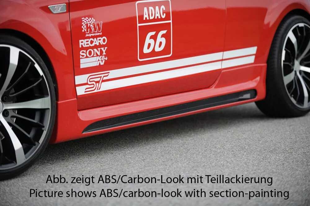 Rieger Tuning Rieger boční práh mont. strana pravá pro Ford Focus 2 vč. ST 5-dvéř. vč. faceliftu, r.v. 02/08-01/11, 07/04-01/08, 10/05-01/08, plast ABS s povrchovou úpravou Carbon-Look, s prolisem a výřezem