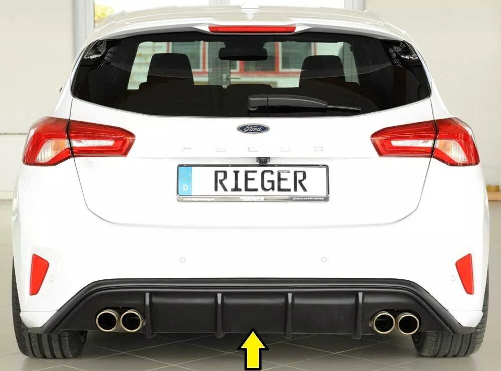Rieger Tuning Rieger vložka zadního nárazníku pro Ford Focus 4 DEH, ST 5-dvéř. (hatchback), plast ABS bez povrchové úpravy, pro dvojité koncovky na obou stranách 4x80 mm