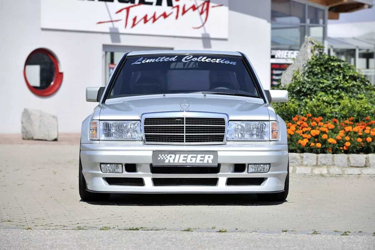 Rieger Tuning Rieger přední nárazník pro Mercedes 190 W201 sedan, GFK (laminát), pro vozy s originální maskou, s výřezem pro mlhová světla