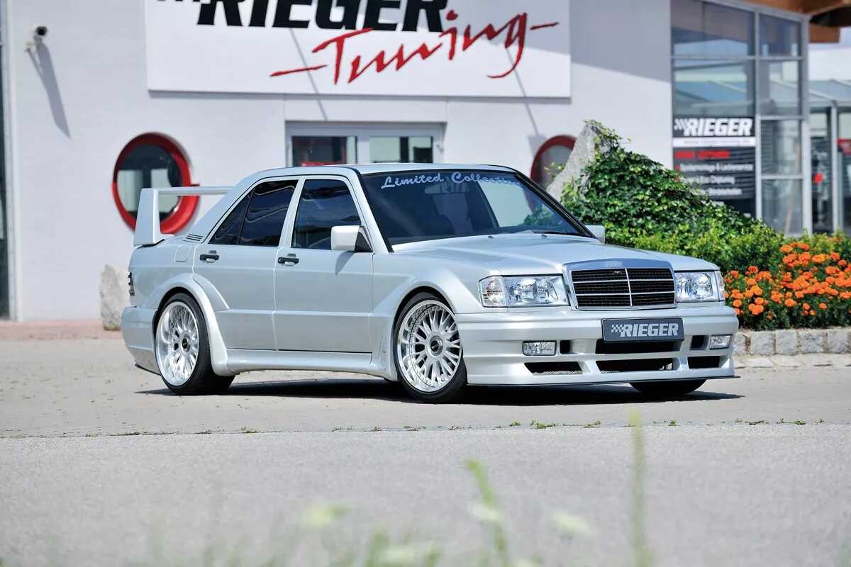 Rieger Tuning Rieger boční díl widebody II pro Mercedes 190 W201 sedan, GFK (laminát), mont. strana levá, přední