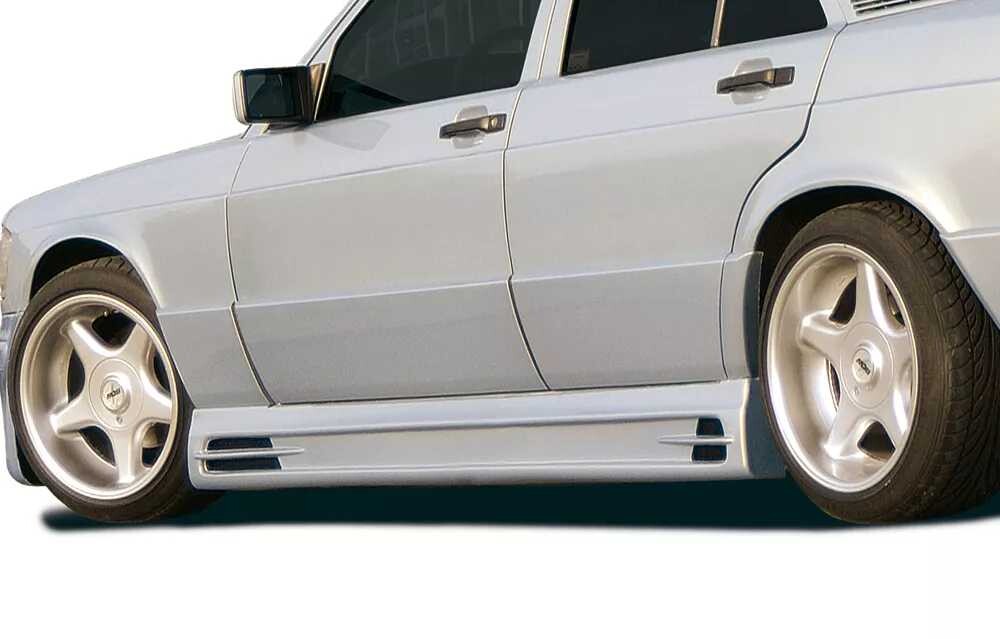 Rieger Tuning Rieger boční práh mont. strana pravá pro Mercedes 190 W201 sedan, plast ABS bez povrchové úpravy, s prolisem, s prolisem a dvěma výřezy, r.v. do 1989