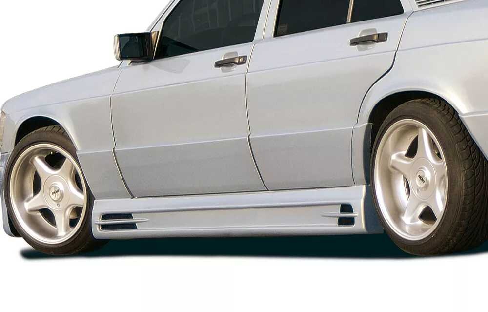 Rieger Tuning Rieger boční práh mont. strana pravá pro Mercedes 190 W201 sedan, plast ABS bez povrchové úpravy, s prolisem, s prolisem a dvěma výřezy, r.v. 1989-