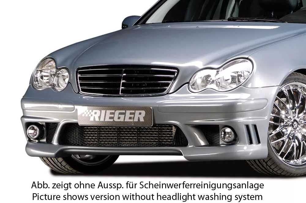 Rieger Tuning Rieger přední nárazník pro Mercedes třída C W203 sedan, t-model, plast ABS bez povrchové úpravy, pro vozy s ostřikovači světlometů