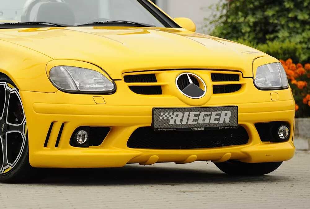 Rieger Tuning Rieger přední nárazník pro Mercedes SLK R170, plast ABS bez povrchové úpravy, s otevřeným žebrováním, pro vozy s ostřikovačí světlometů a mlhovými světly