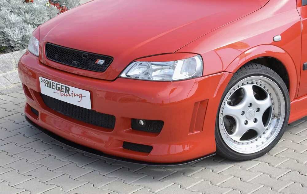 Rieger Tuning Rieger přední nárazník pro Opel Astra G 3-dvéř., 5-dvéř., cabrio, caravan, fastback, hatchback, kupé, notchback, plast ABS bez povrchové úpravy, s žebrováním, pro vozy bez ostřikovačů