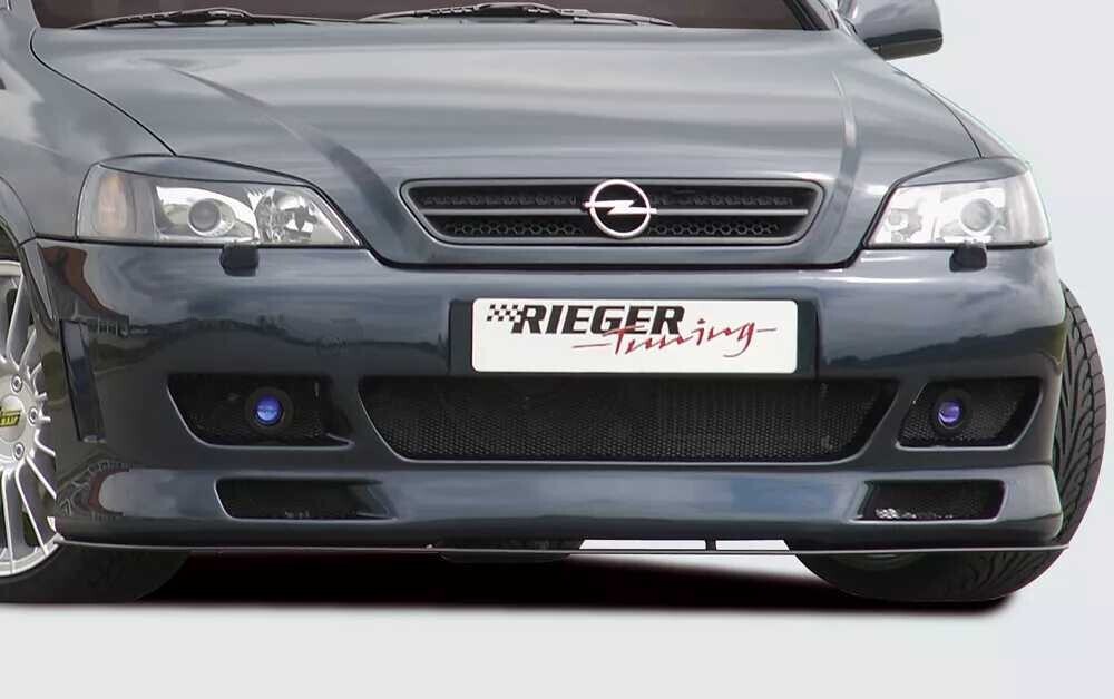 Rieger Tuning Rieger přední nárazník pro Opel Astra G 3-dvéř., 5-dvéř., cabrio, caravan, fastback, hatchback, kupé, notchback, plast ABS bez povrchové úpravy, s žebrováním, pro vozy s ostřikovači světlometů