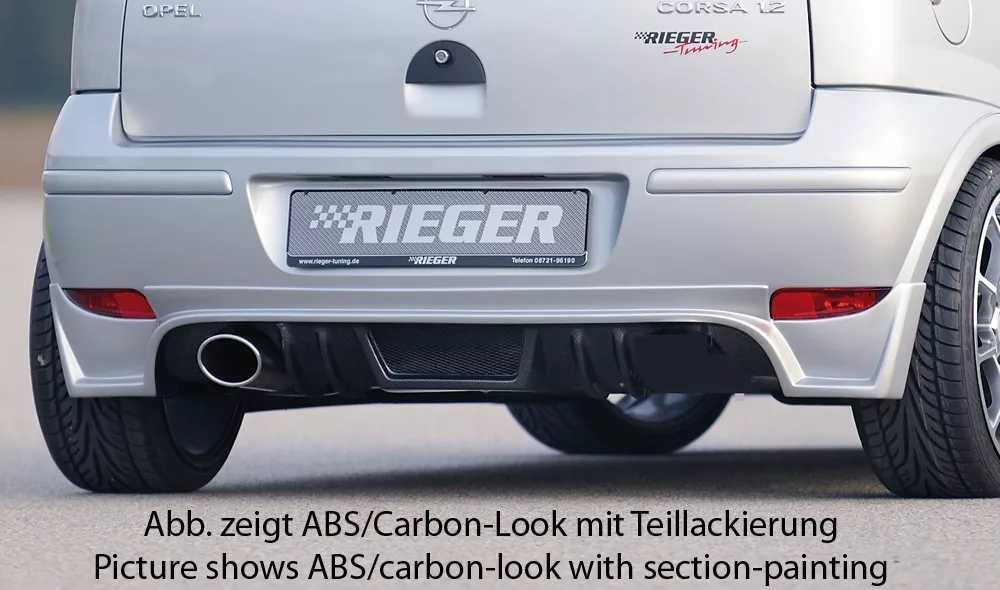 Rieger Tuning Rieger spoiler pod zadní nárazník pro Opel Corsa C 3-dvéř., 5-dvéř. po faceliftu r.v. 06/03-, plast ABS bez povrchové úpravy, pro dvojitou koncovku vlevo