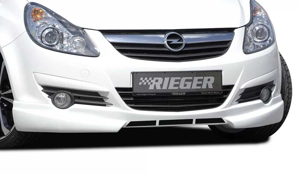 Rieger Tuning Rieger spoiler pod přední nárazník pro Opel Corsa D 3-dvéř., 5-dvéř. před faceliftem, r.v. 07/06-12/10, plast ABS bez povrchové úpravy, s žebrováním
