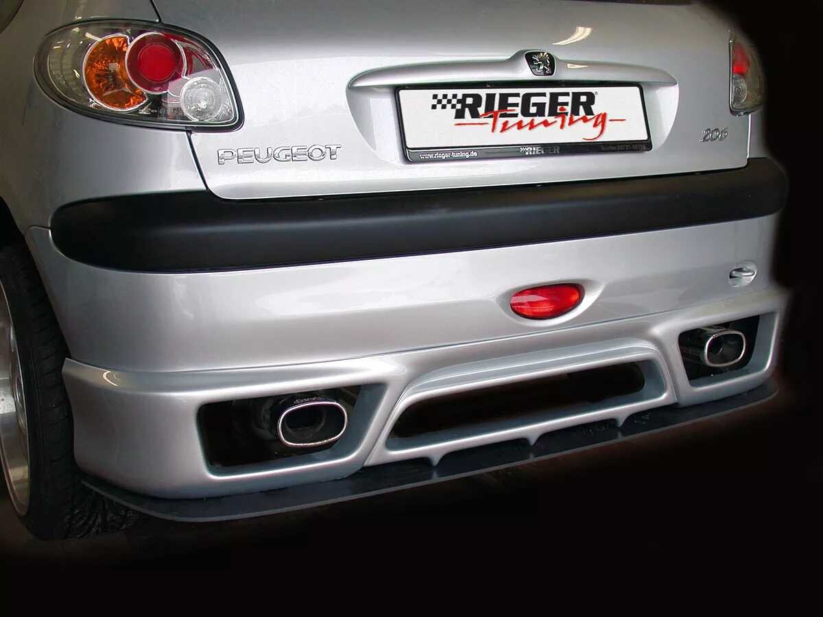 Rieger Tuning Rieger spoiler pod zadní nárazník pro Peugeot 206 convertible CC, sedan r.v. 09/98-05/06, plast ABS bez povrchové úpravy, pro vozy s orig. větším zadním nárazníkem