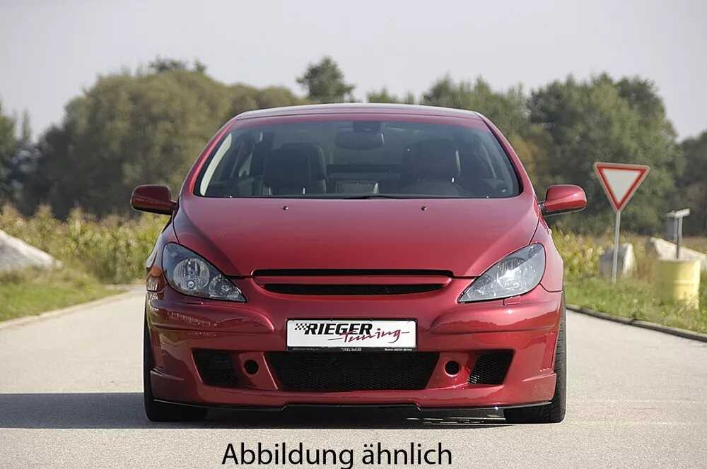 Rieger Tuning Rieger přední nárazník pro Peugeot 307 break, combi, convertible CC, sedan před faceliftem, plast ABS bez povrchové úpravy, s bočním žebrováním, s integrovanou maskou bez znaku