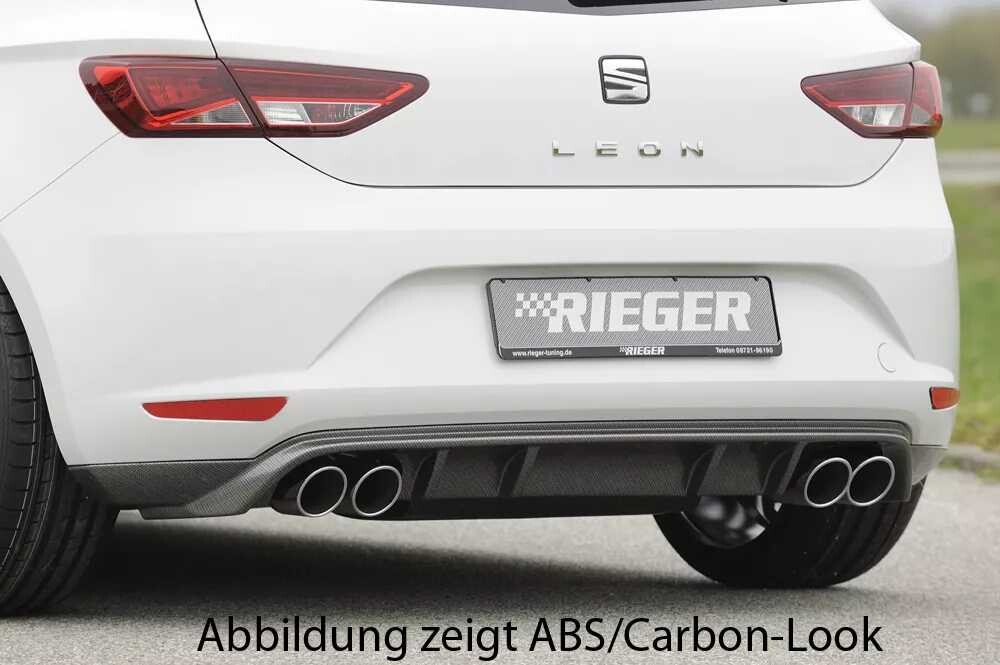 Rieger Tuning Rieger spoiler pod zadní nárazník pro Seat Leon 5F 3-dvéř. (sc), 5-dvéř. před faceliftem r.v. 10/12-12/16, plast ABS bez povrchové úpravy, pro dvojité koncovky na obou stranách