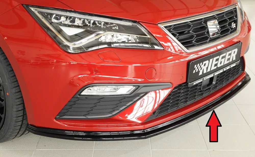 Rieger Tuning Rieger lipa pod přední nárazník pro Seat Leon FR 5F 3-dvéř. (sc), 5-dvéř., 5-dvéř. (ST/Combi) po faceliftu, 01/17-, plast ABS lakovaný do černé lesklé barvy