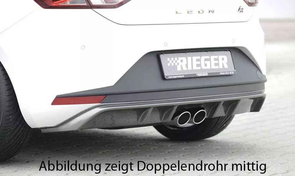 Rieger Tuning Rieger vložka zadního nárazníku pro Seat Leon FR 5F 3-dvéř. (sc), 5-dvéř. před faceliftem, plast ABS s povrchovou úpravou Carbon-Look, pro dvojité koncovky na obou stranách