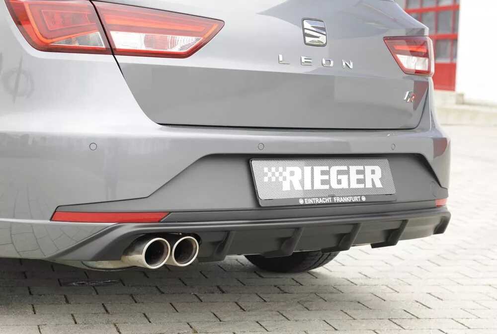 Rieger Tuning Rieger vložka zadního nárazníku pro Seat Leon FR 5F 5-dvéř. (ST/Combi) před faceliftem, plast ABS bez povrchové úpravy, pro dvojitou koncovku vlevo