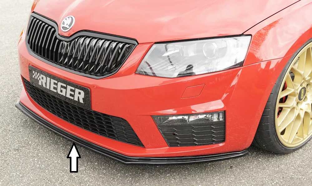 Rieger Tuning Rieger lipa pod přední nárazník pro Škoda Octavia RS 5E combi, sedan před faceliftem, 06/13-01/17, plast ABS lakovaný do černé lesklé barvy