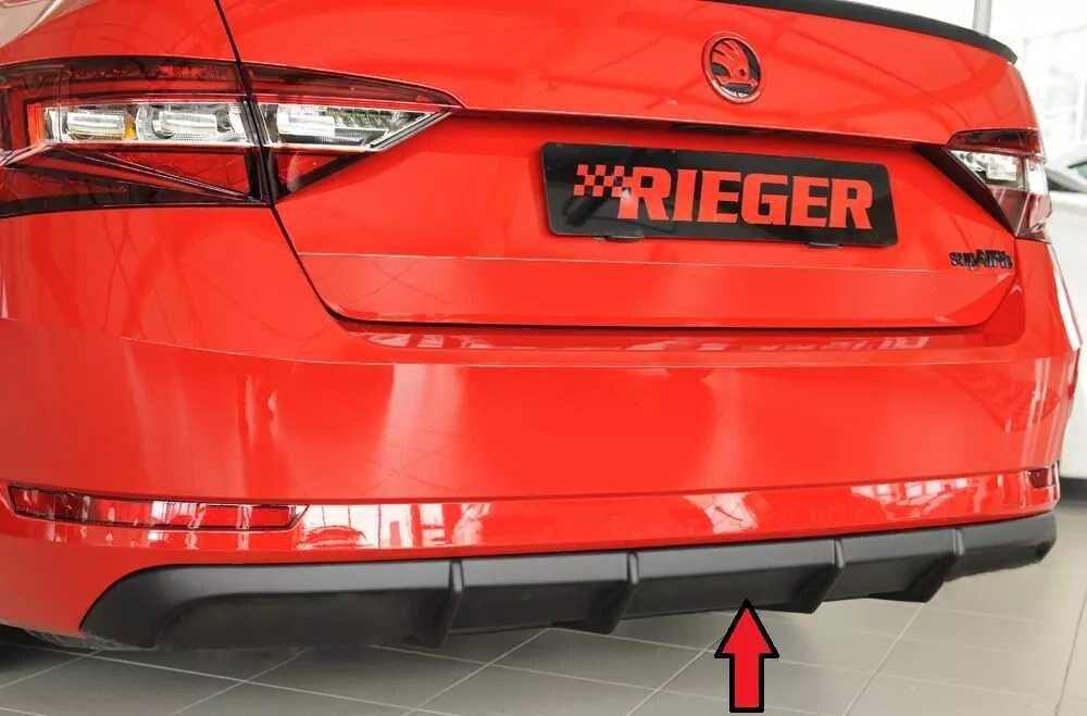 Rieger Tuning Rieger vložka zadního nárazníku pro Škoda Superb III 3T, 3V combi, sedan vč. faceliftu, plast ABS bez povrchové úpravy, pro vozy s tažným zařízením