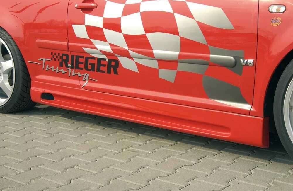 Rieger Tuning Rieger boční práh mont. strana levá pro Volkswagen Golf 4 1J 3-dvéř., 5-dvéř., combi, r.v. 10/97-03, plast ABS bez povrchové úpravy, s prolisem a výřezem