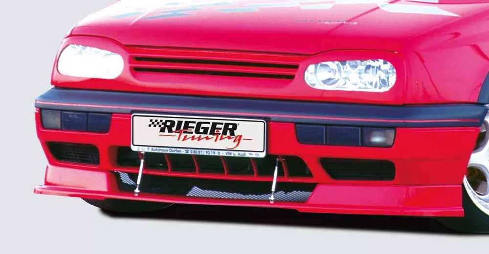Rieger Tuning Rieger spoiler pod přední nárazník pro Volkswagen Golf 3 3-dvéř., 5-dvéř., kabriolet, plast ABS bez povrchové úpravy, s integrovanou lipou
