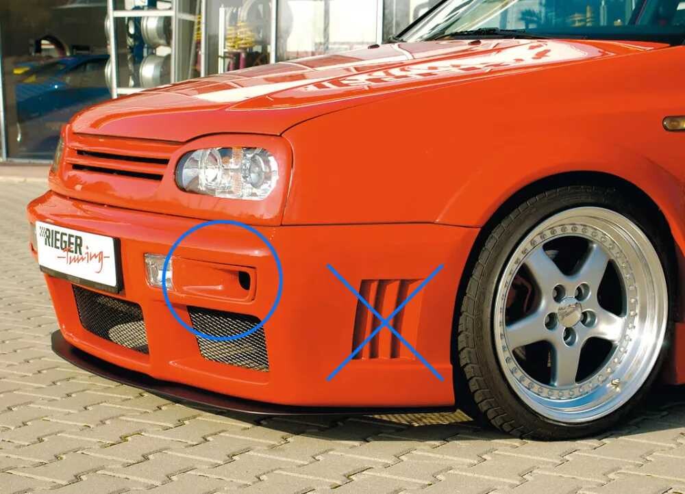 Rieger Tuning Rieger nádechy předního nárazníku pro Volkswagen Golf 3 3-dvéř., 5-dvéř., kabriolet, plast ABS bez povrchové úpravy