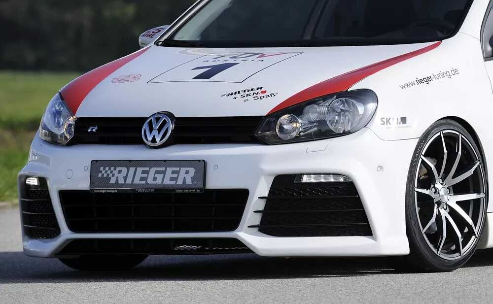 Rieger Tuning Rieger přední nárazník pro Volkswagen Golf 6 vč. GTD, GTI 3-dvéř., 5-dvéř., kabriolet, plast ABS bez povrchové úpravy, pro vozy s ostřikovači světlometů, PDC a parkovacím asistentem