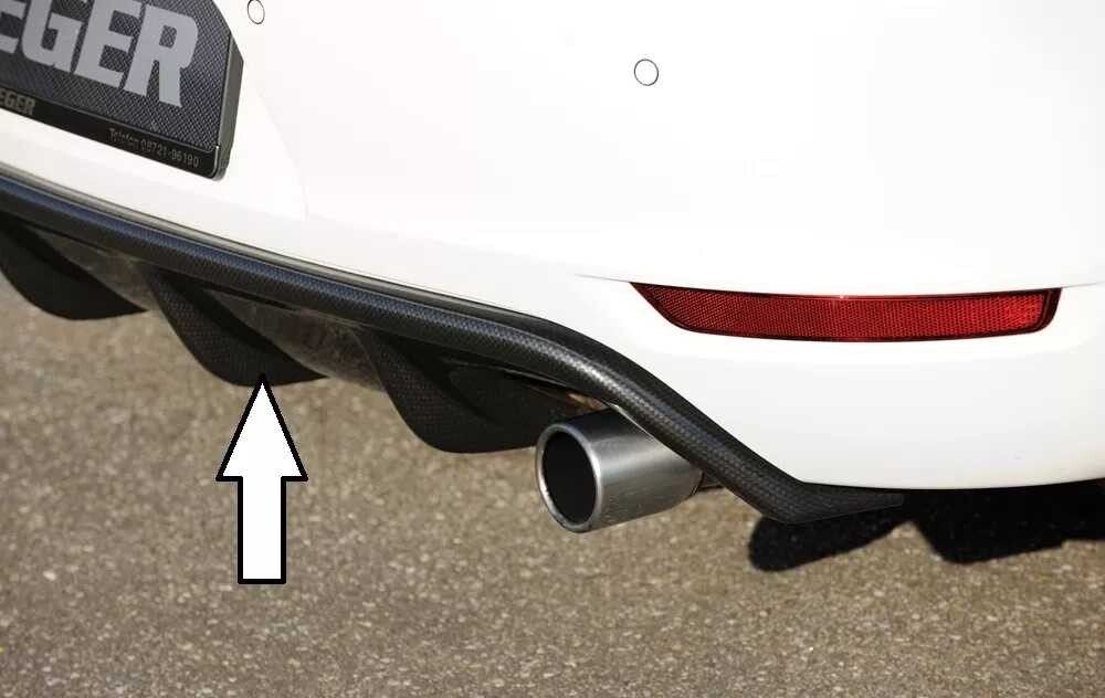 Rieger Tuning Rieger vložka zadního nárazníku pro Volkswagen Golf 6 GTI 3-dvéř., 5-dvéř., kabriolet, plast ABS s povrchovou úpravou Carbon-Look