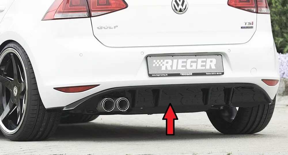 Rieger Tuning Rieger vložka zadního nárazníku pro Volkswagen Golf 7 vč. GTD 3-dvéř., 5-dvéř. před faceliftem, plast ABS lakovaný do černé lesklé barvy