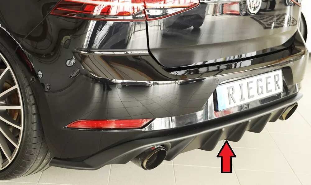 Rieger Tuning Rieger vložka zadního nárazníku pro Volkswagen Golf 7 GTI 3-dvéř., 5-dvéř. po faceliftu, plast ABS bez povrchové úpravy