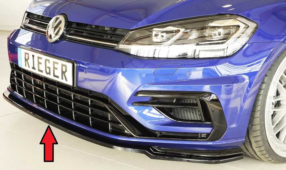 Rieger Tuning Rieger lipa pod přední nárazník pouze pro R / R-Line pro Volkswagen Golf 7 R, R-Line 3-dvéř., 5-dvéř. po faceliftu, 02/17-, plast ABS lakovaný do černé lesklé barvy