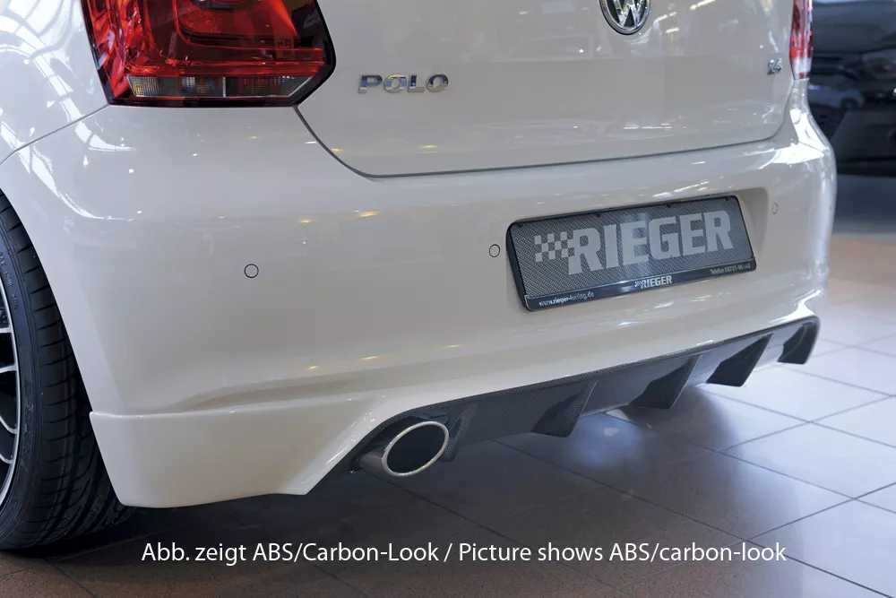 Rieger Tuning Rieger spoiler pod zadní nárazník pro Volkswagen Polo 6 6R 3-dvéř., 5-dvéř. před faceliftem r.v. 04/09-01/14, plast ABS bez povrchové úpravy, pro sportovní koncovku vlevo 115x85 mm
