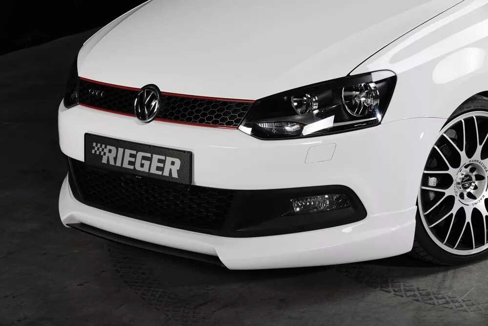 Rieger Tuning Rieger spoiler pod přední nárazník pro Volkswagen Polo 6 GTI 3-dvéř., 5-dvéř. před faceliftem, r.v. 05/10-01/14, plast ABS bez povrchové úpravy, bez žebrování