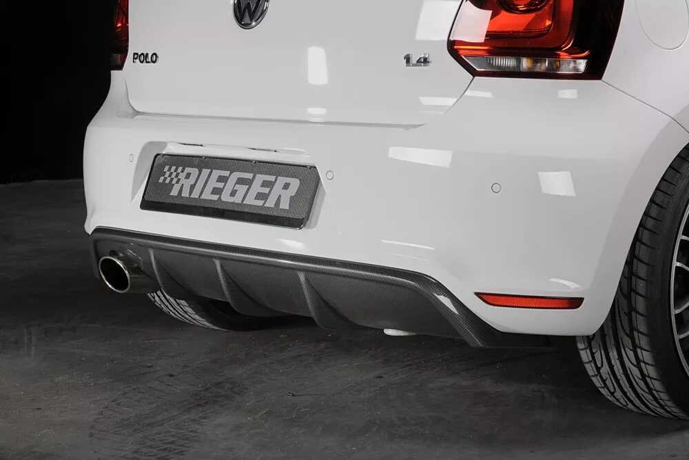 Rieger Tuning Rieger vložka zadního nárazníku pro Volkswagen Polo 6 GTI 3-dvéř., 5-dvéř. před faceliftem, plast ABS s povrchovou úpravou Carbon-Look