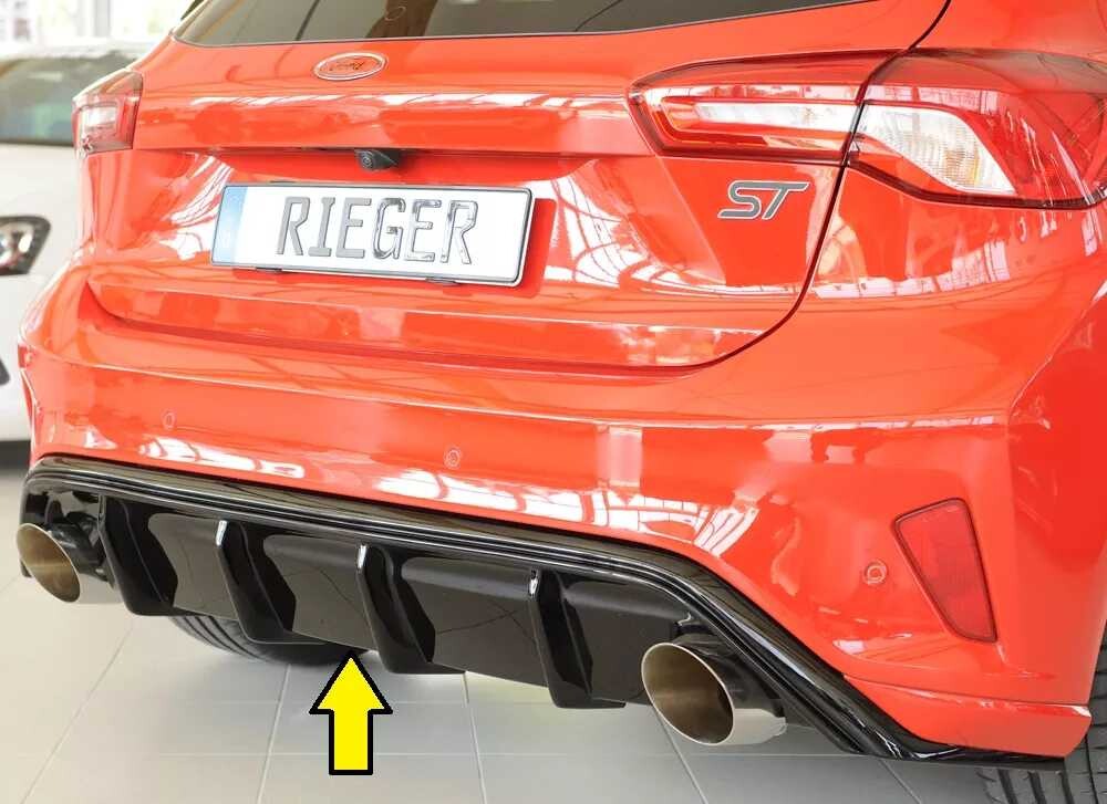 Rieger Tuning Rieger vložka zadního nárazníku (Typ: 88194) pro Ford Focus 4 DEH 5-dvéř. (hatchback), plast ABS lakovaný do černé lesklé barvy