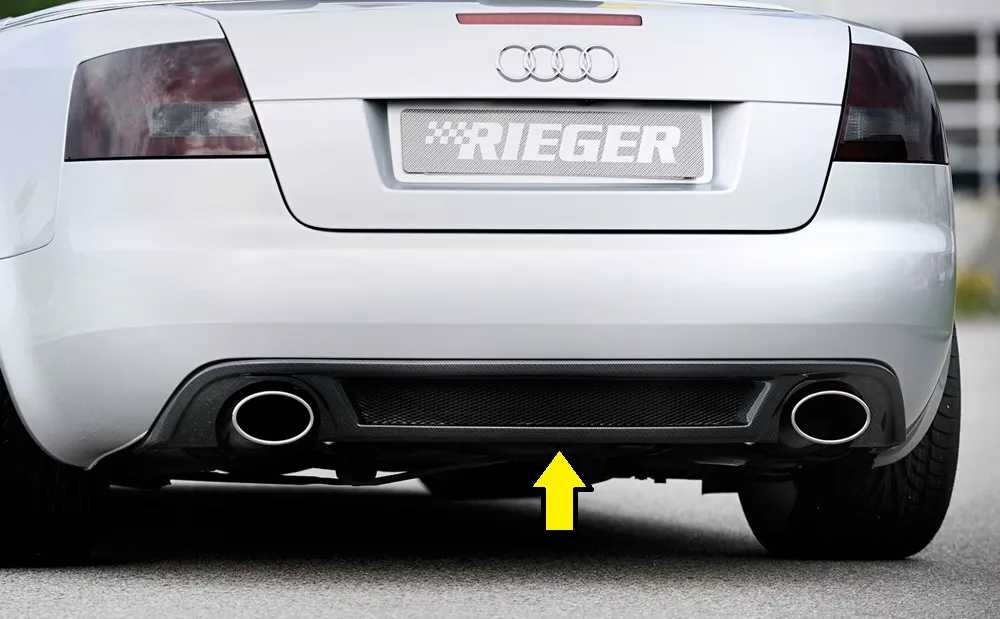 Rieger Tuning Rieger vložka zadního nárazníku (GBL-55269) pro Audi A4 8H kabriolet, plast ABS lakovaný do černé lesklé barvy
