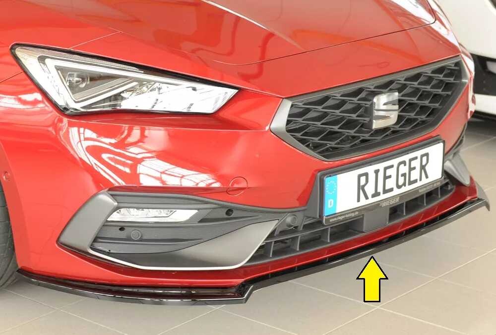 Rieger Tuning Rieger lipa pod přední nárazník pro Seat Leon KL 5-dvéř., 04/20-, plast ABS lakovaný do černé lesklé barvy