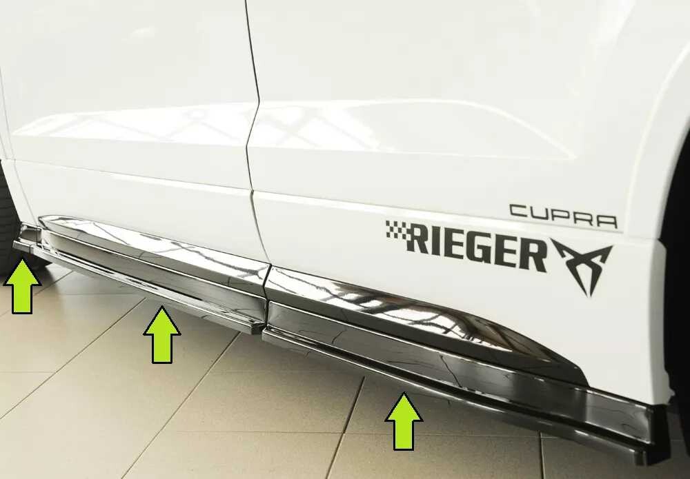 Rieger Tuning Rieger spoiler pod boční práh (3 dílný) mont. strana pravá pro Seat Ateca Cupra 5FP, 09/18-07/20, plast ABS lakovaný do černé lesklé barvy
