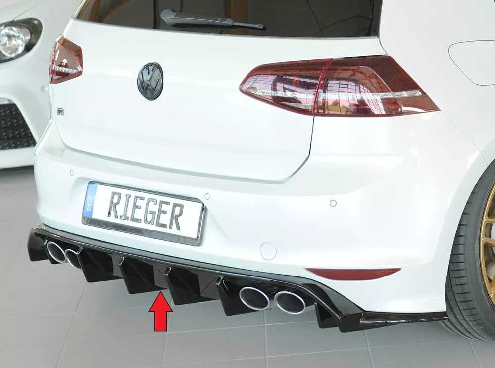Rieger Tuning Rieger vložka zadního nárazníku pro Volkswagen Golf 7 R-Line 3-dvéř., plast ABS lakovaný do černé lesklé barvy