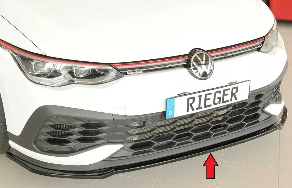 Rieger Tuning Rieger lipa pod přední nárazník pouze pro GTI Clubsport pro Volkswagen Golf 8 GTI Clubsport 5-dvéř., 10/20-, plast ABS lakovaný do černé lesklé barvy