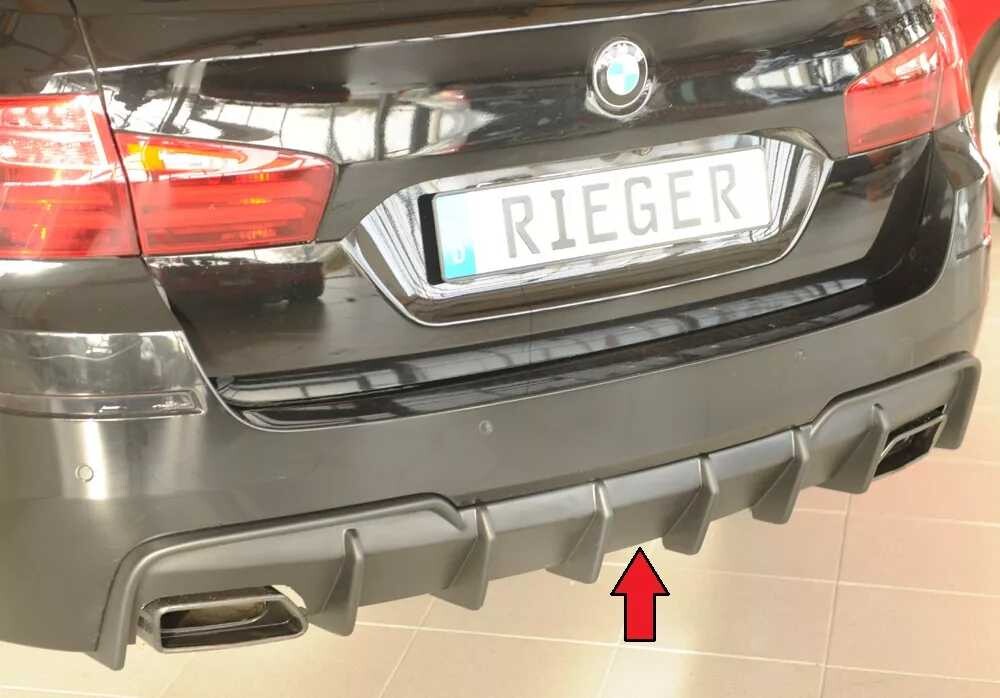Rieger Tuning Rieger vložka zadního nárazníku (pro vozy s tažným zařízením) pro BMW řada 5 F11 touring, plast ABS bez povrchové úpravy, pro orig. koncovky výfuku vlevo/vpravo
