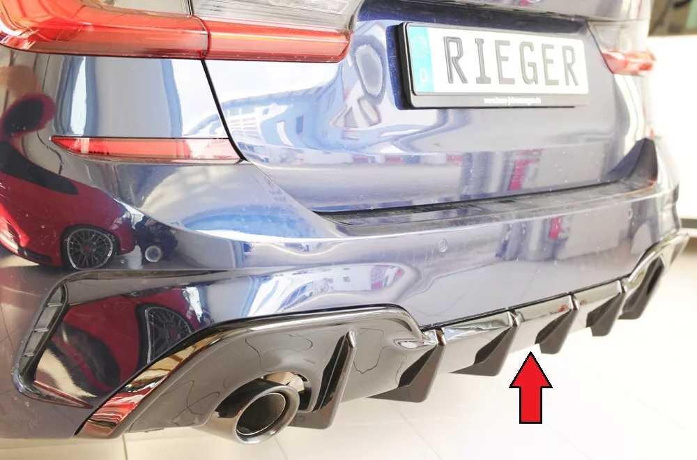 Rieger Tuning Rieger vložka zadního nárazníku pro BMW řada 3 G21 touring, plast ABS lakovaný do černé lesklé barvy